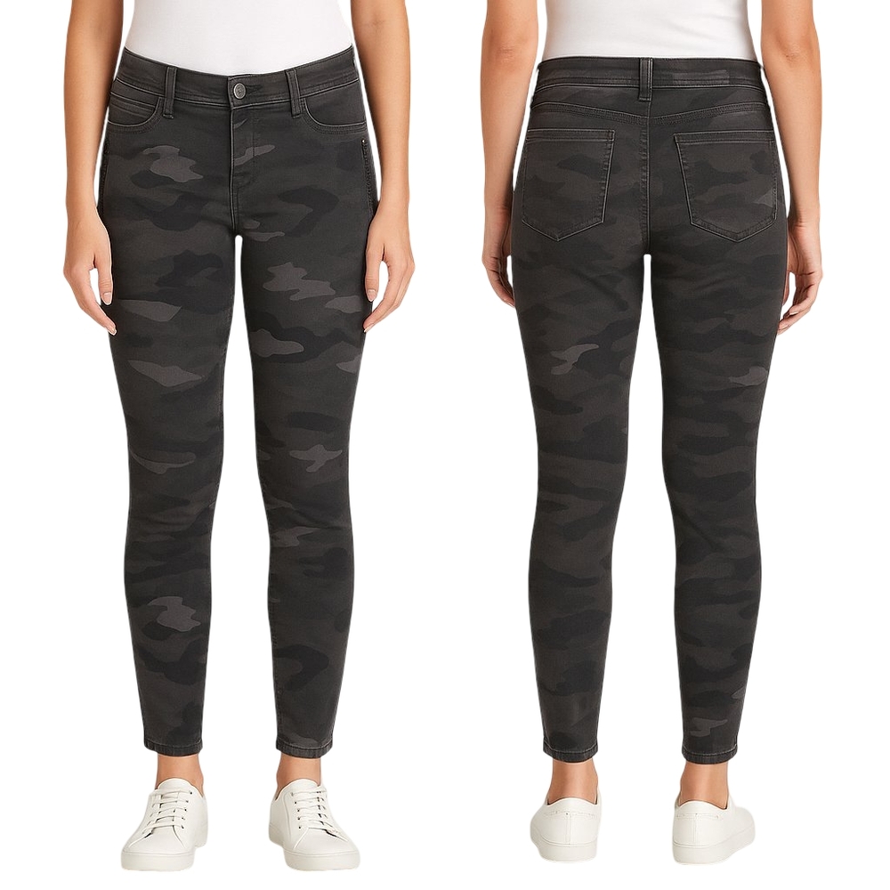 DEMOCRACY Absolution Womens Size 6 Gray Camo Skinny Pants Zipper Pockets Edgy